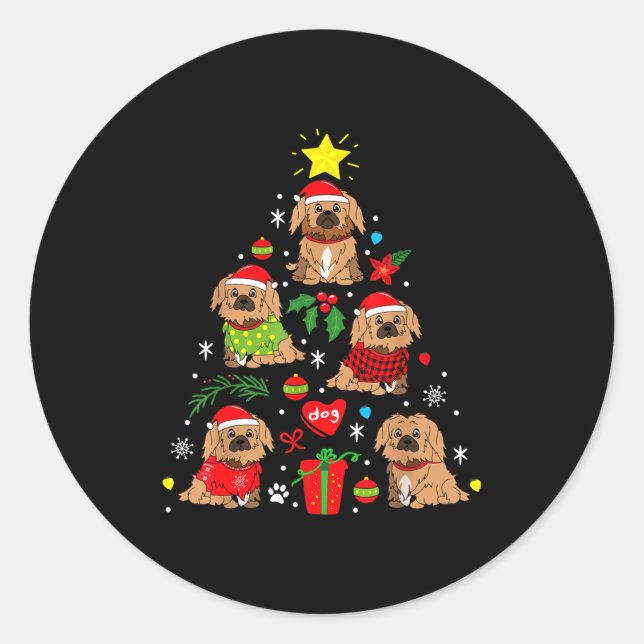 Sticker Rond Pekingese Christmas Tree Ornament Funny Dog Gift  (Devant)