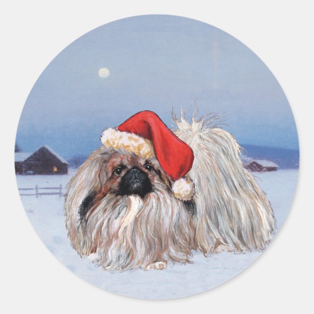 Sticker Rond Pekingese Conception de vacances (Devant)