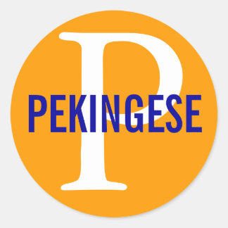 Sticker Rond Pekingese race Monogramme Design