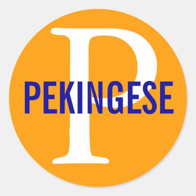 Sticker Rond Pekingese race Monogramme Design (Devant)
