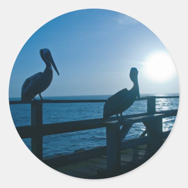 Sticker Rond Pélican bleu/Sticker (Devant)