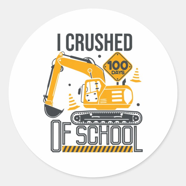 Sticker Rond Pelle De Construction De Jours D'école 100ème Jour (Devant)