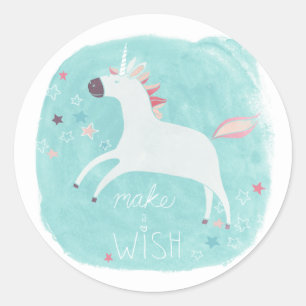 Sticker Rond Peloton magique de licorne - faites un souhait