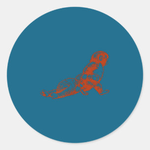 Sticker Rond Peluche de singe Punch mignon bébé singe avec pelu