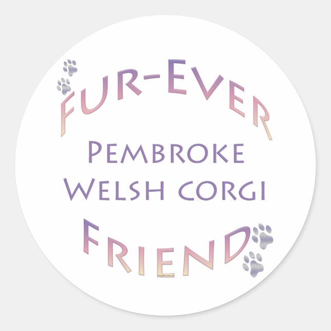 Sticker Rond Pembroke Welsh Corgi Furever (Devant)