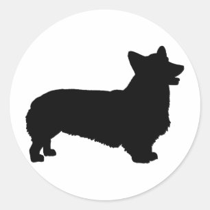 Sticker Rond Pembroke Welsh Corgi (noir)