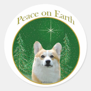 Sticker Rond Pembroke Welsh Corgi Peace
