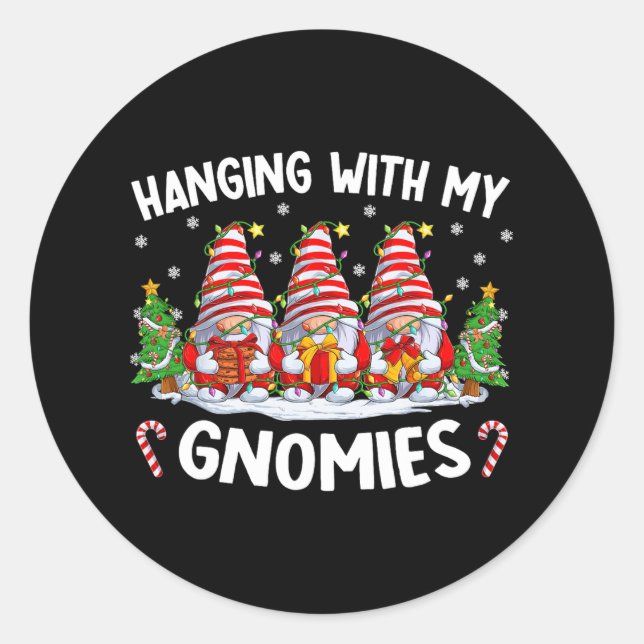 Sticker Rond pendre avec mes gnomes correspondant à Noël famili (Devant)