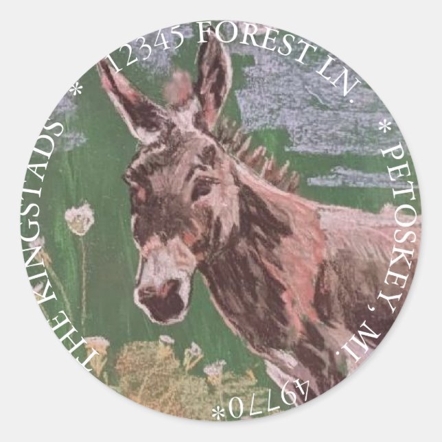 Sticker Rond Penelope l'âne (Devant)