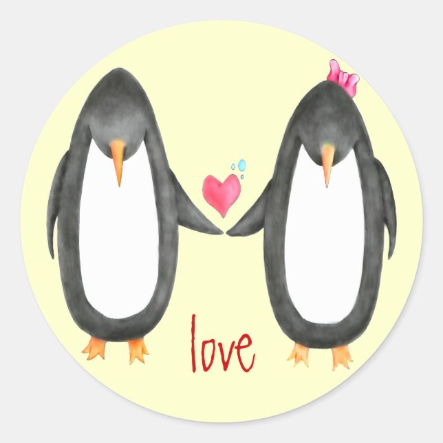 Sticker Rond Pengin Luv (Devant)