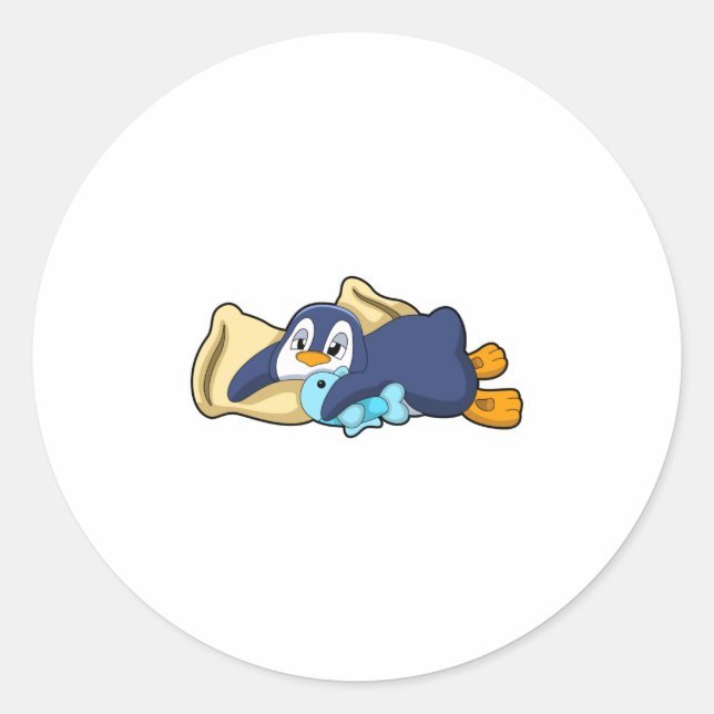 Sticker Rond Penguin au coucher avec Coussin (Devant)