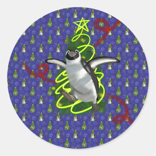 Sticker Rond Penguin Christmas (Devant)