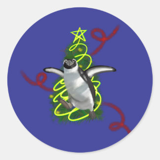 Sticker Rond Penguin Christmas