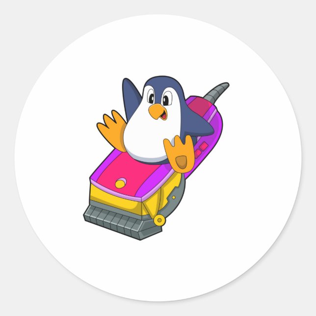 Sticker Rond Penguin comme coiffeur avec Razor (Devant)