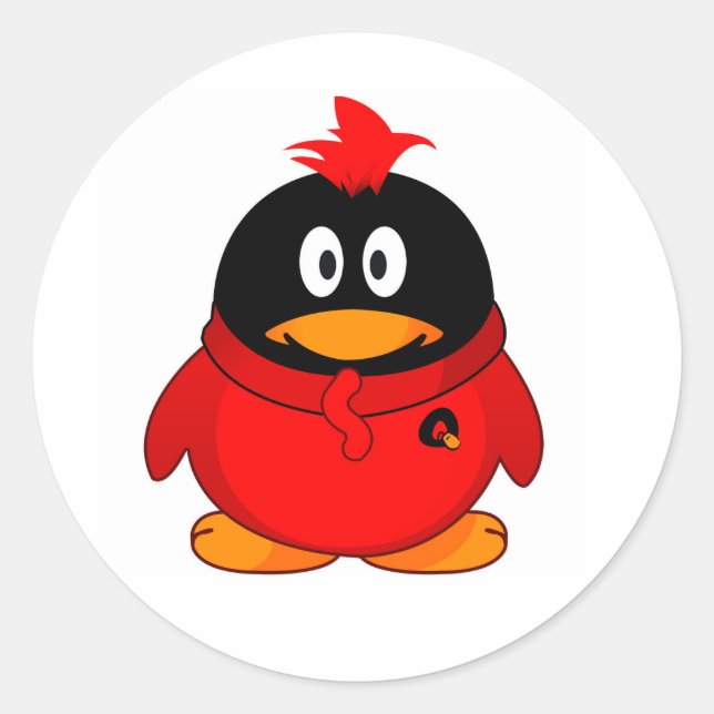 Sticker Rond Penguin Cool rouge (Devant)