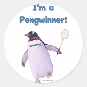 Sticker Rond Penguin de Badminton