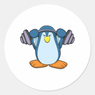 Sticker Rond Penguin de Bodybuilding avec cloches