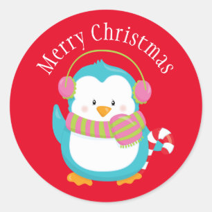 Sticker Rond Penguin de Christmas