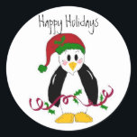 Sticker Rond Penguin de Christmas<br><div class="desc">Habille tes cadeaux avec ce mignon gifttag pingouin...  pour la saison de Noël !</div>