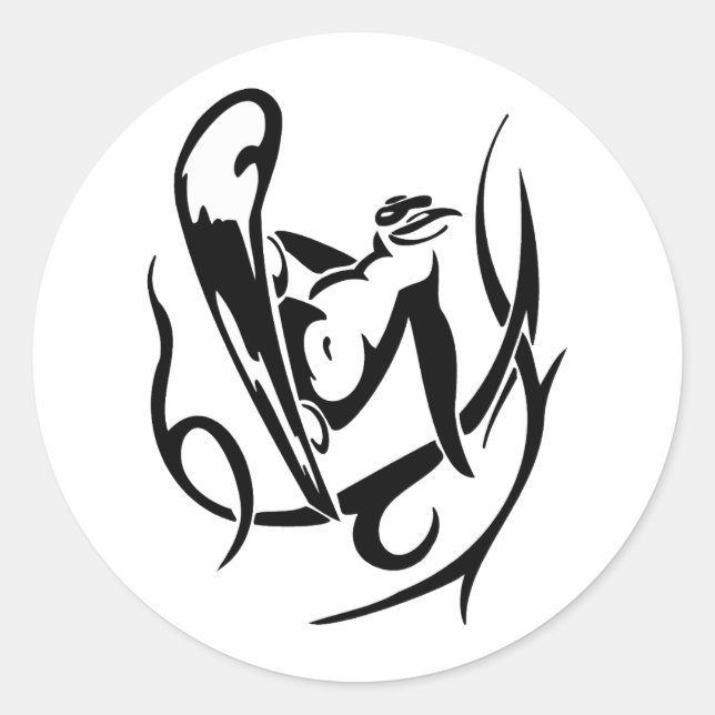 STICKER ROND PENGUIN DE SNOWBOARD (Devant)