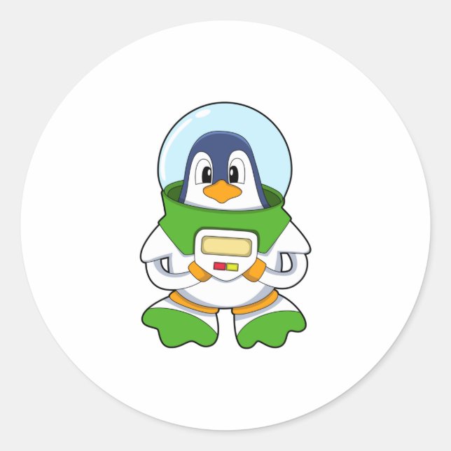 Sticker Rond Penguin en astronaute costume (Devant)