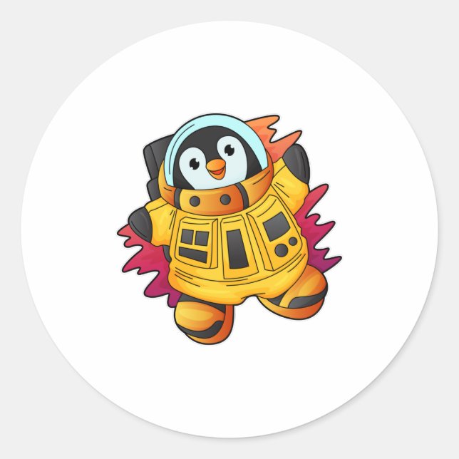 Sticker Rond Penguin en costume d'astronaute (Devant)