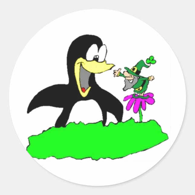 Sticker Rond Penguin et Leprechaun (Devant)
