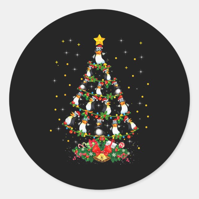 Sticker Rond Penguin Lover Xmas Gift Matching Penguin Christmas (Devant)