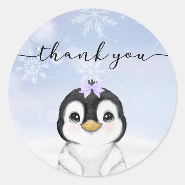 Sticker Rond Penguin Merci Favor (Devant)