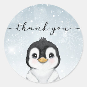 Sticker Rond Penguin Merci Favor