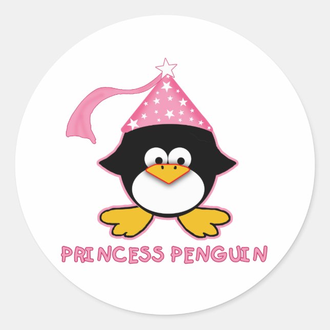 Sticker Rond Penguin princesse rose (Devant)