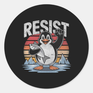 Sticker Rond Penguin Résiste aux tarifs Pingouins Hommes Femmes