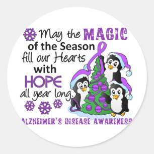 Sticker Rond Penguins de Noël Maladie d'Alzheimer