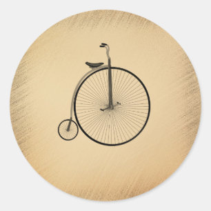 Sticker Rond Péniche-Farthing Antique Bicyclette Rustique à Gra