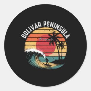 Sticker Rond Péninsule de Bolivar Texas Plage Surf