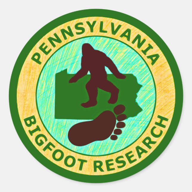 Sticker Rond Pennsylvania Bigfoot Research (Devant)