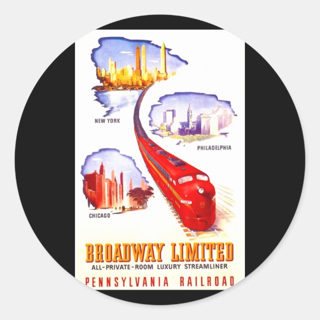 Sticker Rond Pennsylvania Railroad Broadway Limited Streamliner (Devant)
