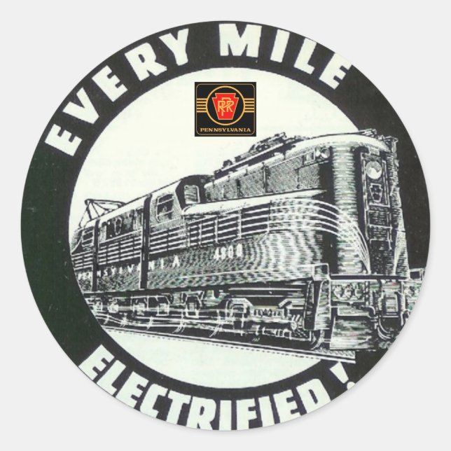 Sticker Rond Pennsylvania Railroad Locomotive GG-1 #4800 (Devant)