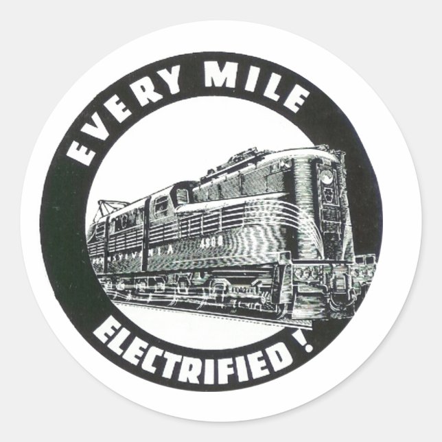 Sticker Rond Pennsylvania Railroad tous les milles électrifiés (Devant)