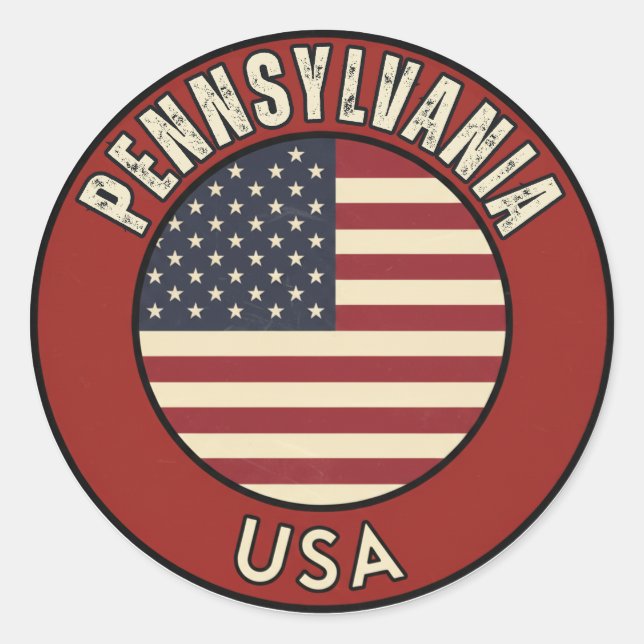 Sticker Rond Pennsylvanie États-Unis d'Amérique (Devant)