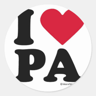 STICKER ROND PENNSYLVANIE - "I LOVE PA" "I LOVE PENNSYLVANIA"
