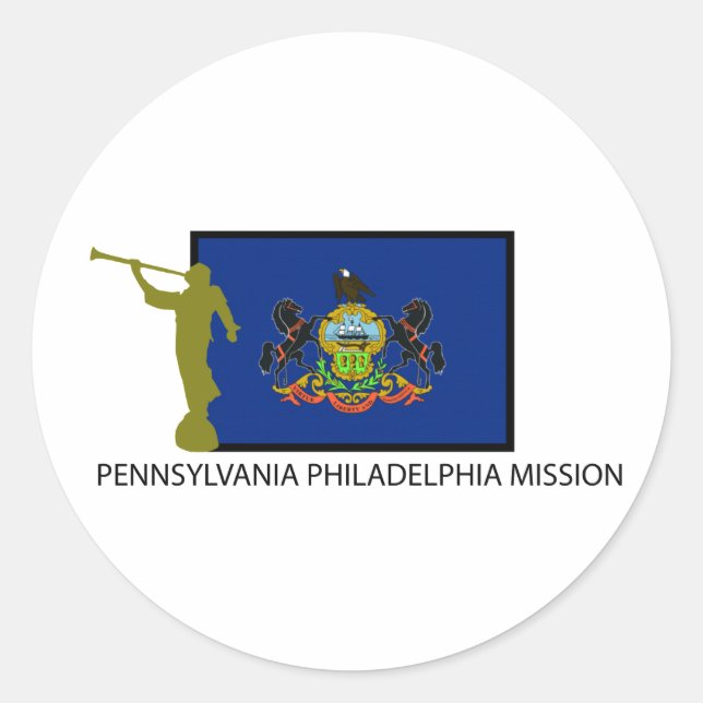 STICKER ROND PENNSYLVANIE PHILADELPHIE MISSION LDS CTR (Devant)
