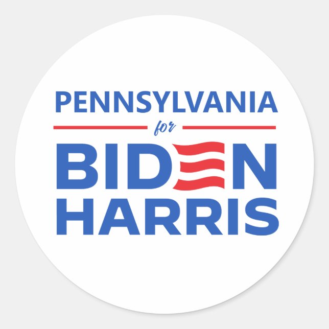 Sticker Rond Pennsylvanie pour Biden Harris (Devant)