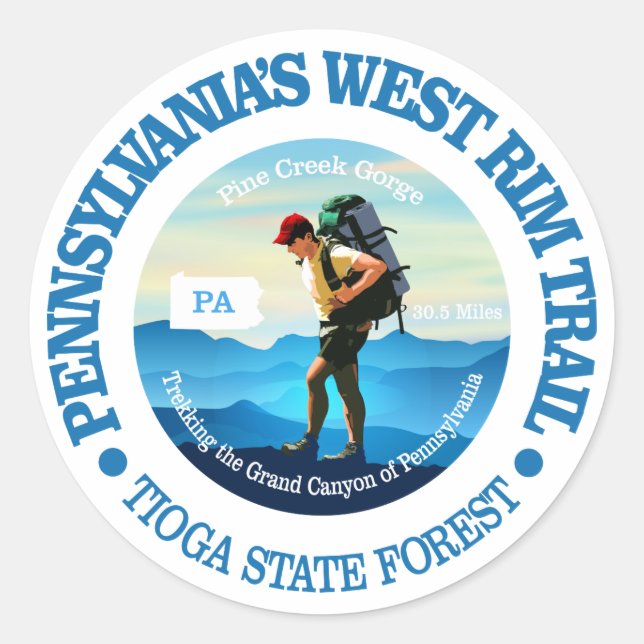 Sticker Rond Pennsylvanie : West Rim Trail (Devant)
