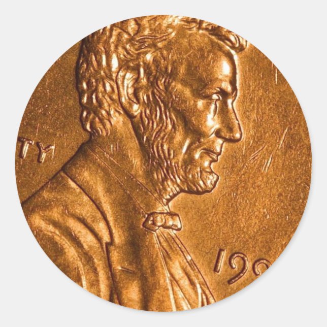 Sticker Rond Penny Cents Cuivre Lincoln (Devant)
