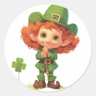 Sticker Rond Pensée de l'enfant Leprechaun