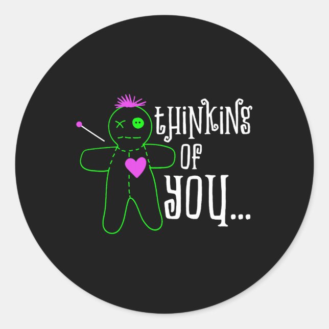 Sticker Rond Penser À Vous Mardi Gras Voodoo Doll (Devant)