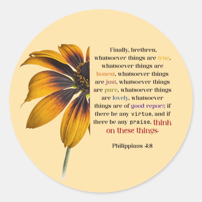 Sticker Rond Pensez à ces choses (Devant)