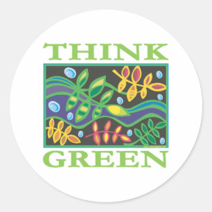 Sticker Rond Pensez au De l'environnement vert