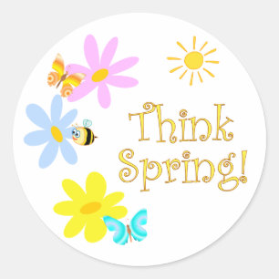 Sticker Rond Pensez au printemps